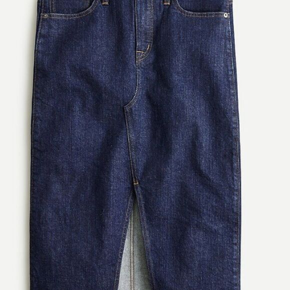 J Crew Dark Rinse Denim Pencil Midi Skirt SOLD OUT Size 27 Small NWOT $128 - Picture 3 of 10